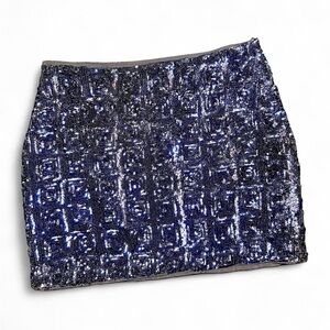 H&M Sparkling Sequin Mini Skirt - Black and Blue